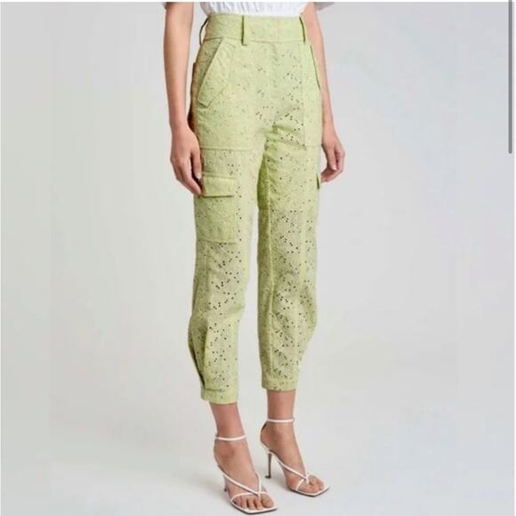 NWOT 10 Crosby Derek Lam White Eyelet Cargo Pant Capris - Picture 2 of 7